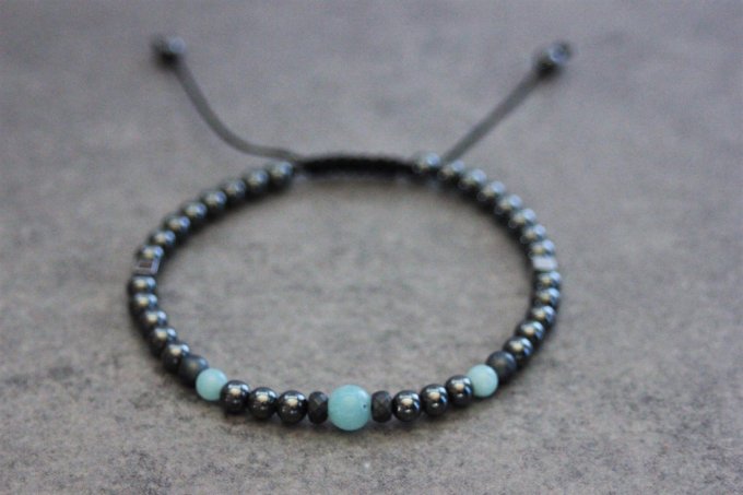 Bracelet perles hématite et amazonite