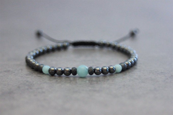 Bracelet perles hématite et amazonite