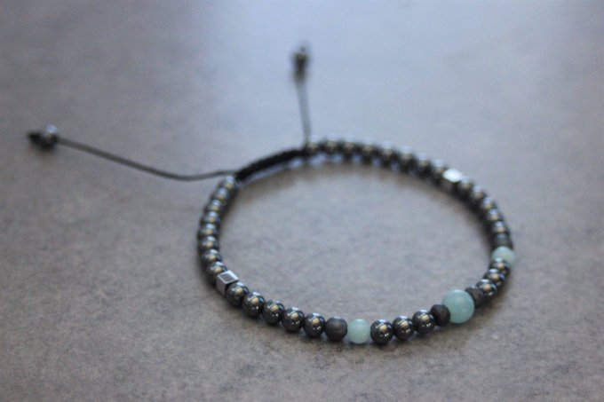 Bracelet perles hématite et amazonite