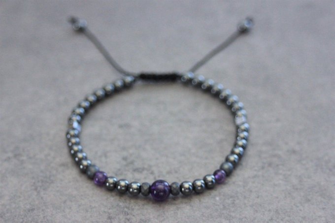 Bracelet perles hématite et améthyste