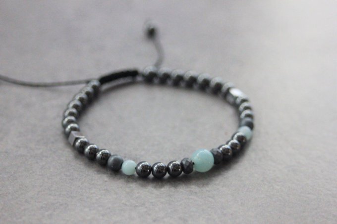 Bracelet femme perles hématite et amazonite