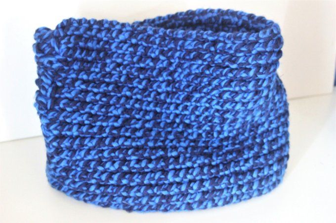 Echarpe Snood laine bleu marine et bleu oversize homme /femme