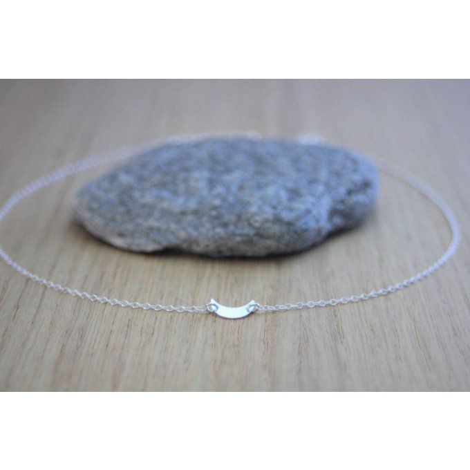 Collier argent massif pendentif petite lune