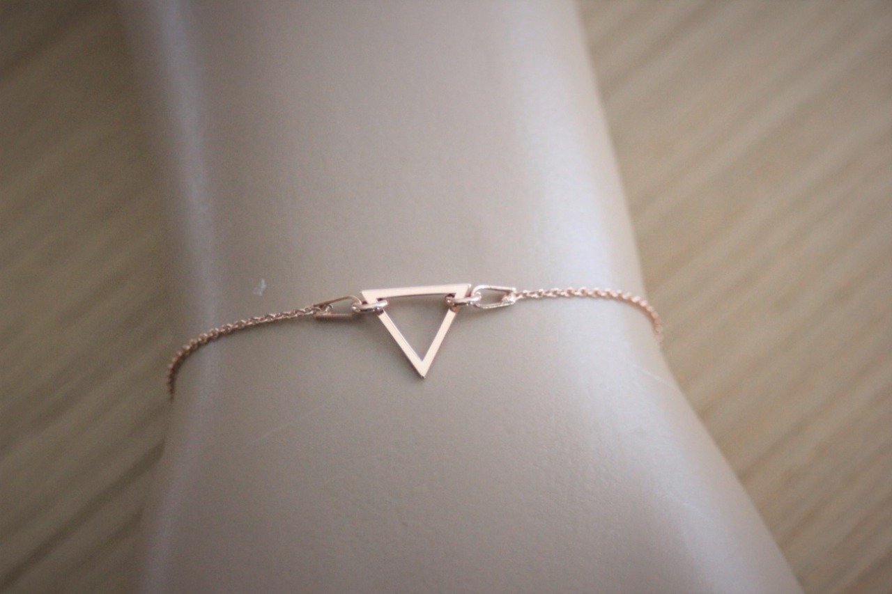 Bracelet or rose pendentif triangle ajouré 