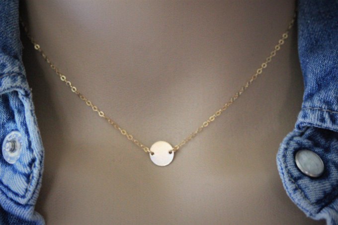 Collier en or Gold Filled petite médaille à graver