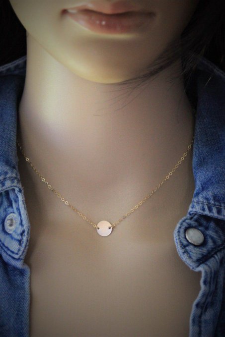 Collier en or Gold Filled petite médaille à graver