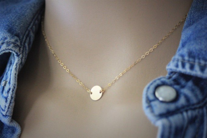 Collier en or Gold Filled petite médaille à graver