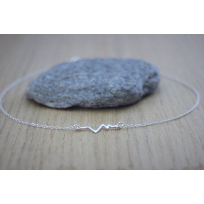 Collier argent massif pendentif ondes rythme cardiaque