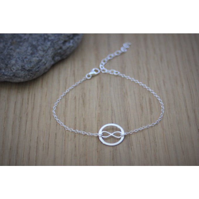 Bracelet Infini et anneau en argent massif