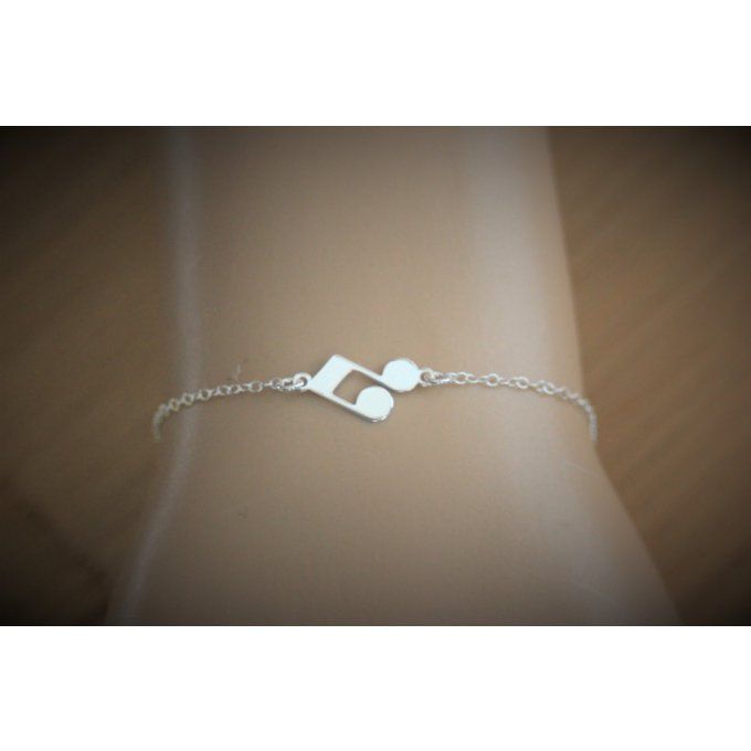 Bracelet argent massif pendentif note de musique double croche