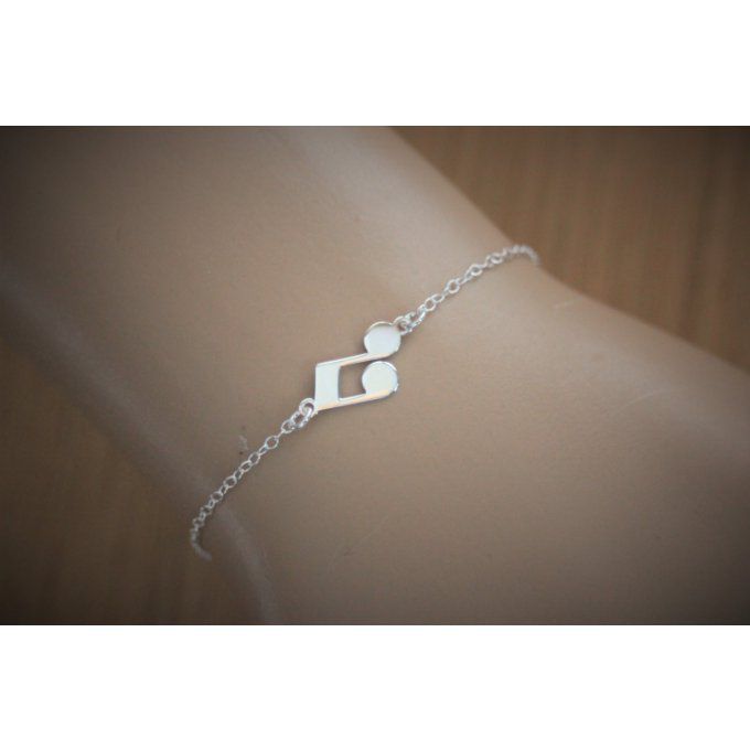 Bracelet argent massif pendentif note de musique double croche