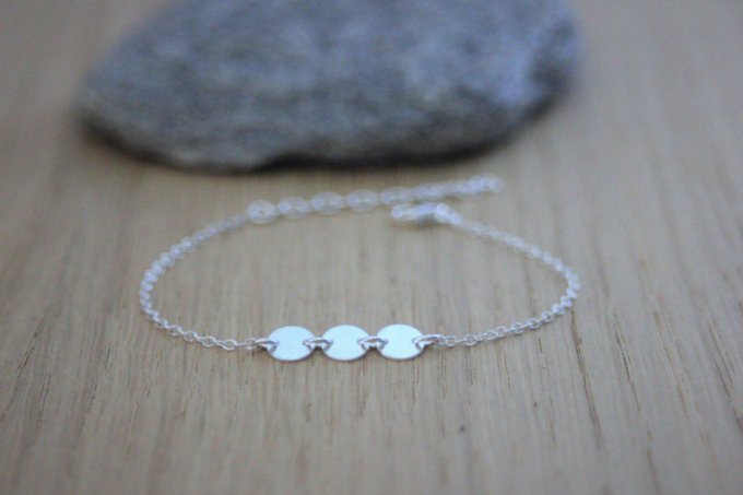 Bracelet argent massif 3 petites médailles à graver