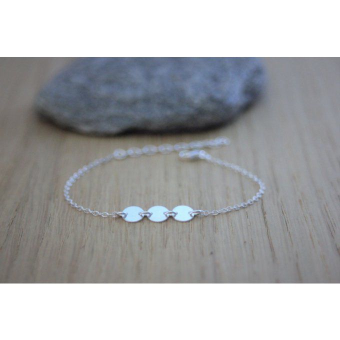 Bracelet minimaliste 3 petites médailles argent massif 