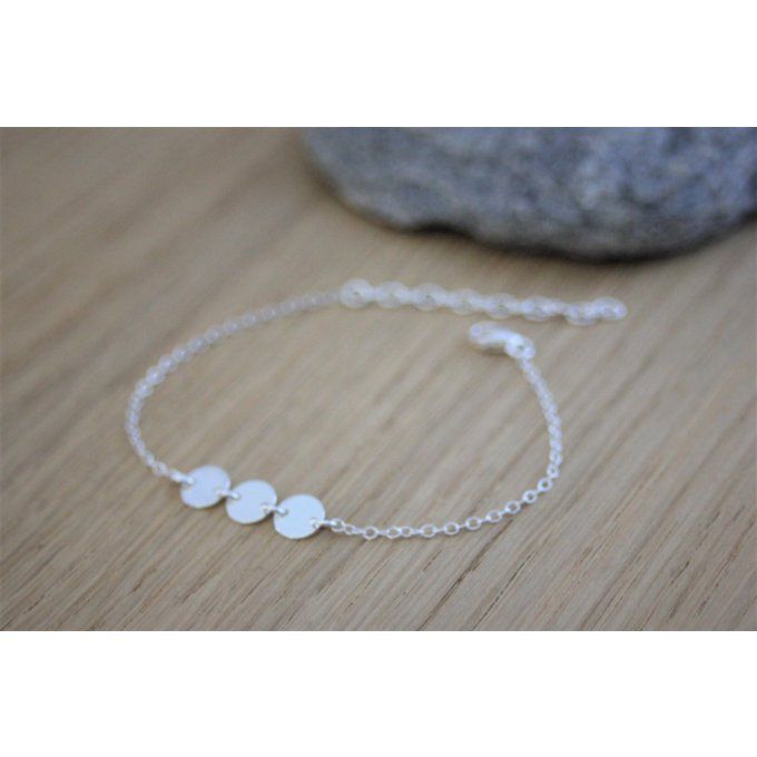 Bracelet minimaliste 3 petites médailles argent massif 