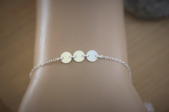 Bracelet argent massif 3 petites médailles à graver