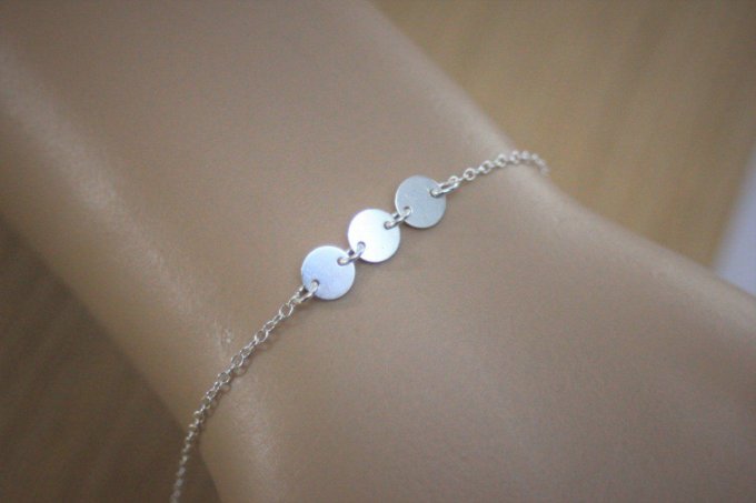 Bracelet argent massif 3 petites médailles à graver