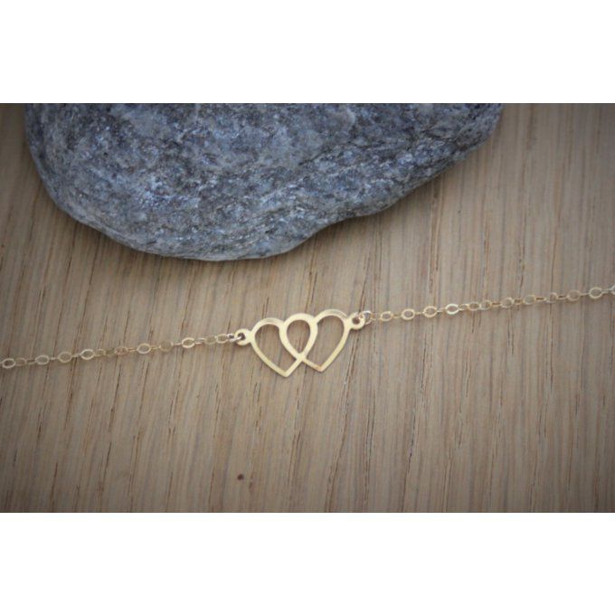 Collier or gold filled 2 coeurs entrelacés