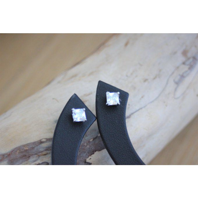 Clous d'oreilles en argent et zirconium