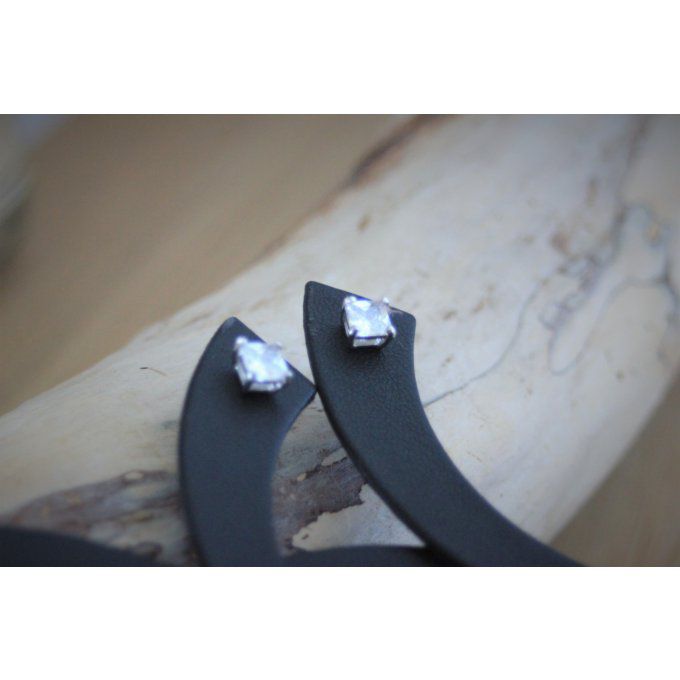 Clous d'oreilles en argent et zirconium