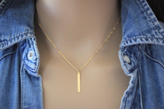Collier en or Gold Filled pendentif rectangle à graver