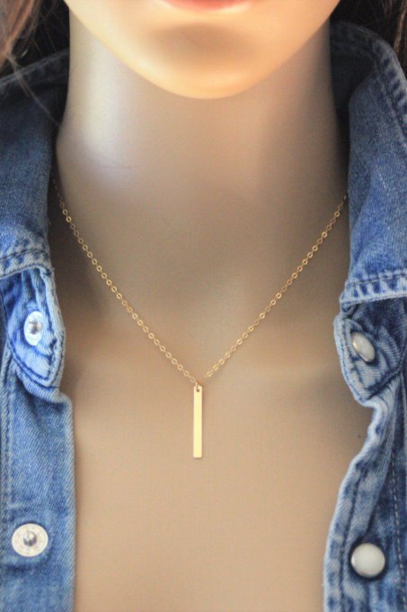 Collier en or Gold Filled pendentif rectangle à graver