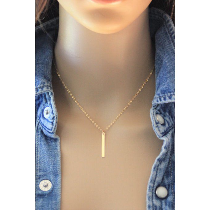 Collier en or Gold Filled pendentif rectangle