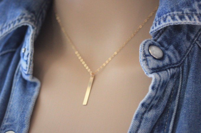 Collier en or Gold Filled pendentif rectangle à graver