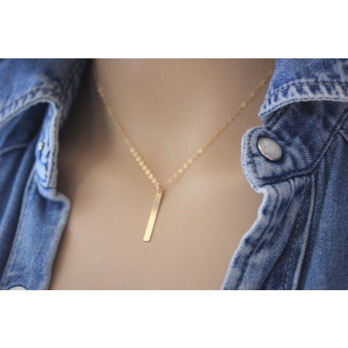 Collier en or Gold Filled pendentif rectangle