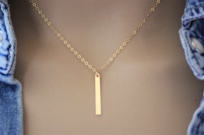 Collier en or Gold Filled pendentif rectangle à graver