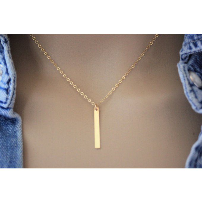 Collier en or Gold Filled pendentif rectangle