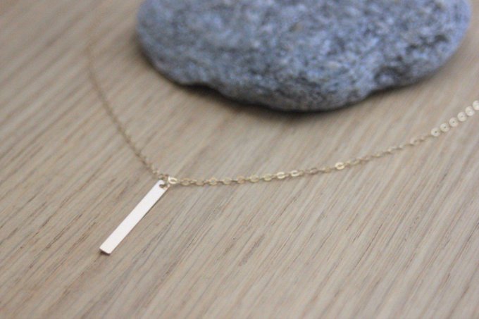 Collier en or Gold Filled pendentif rectangle à graver