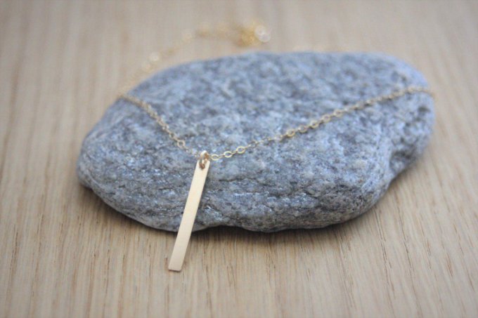 Collier en or Gold Filled pendentif rectangle à graver