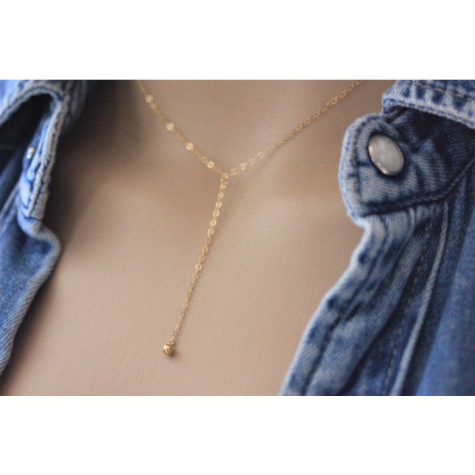 Collier cravate en or Gold Filled pendentif boule