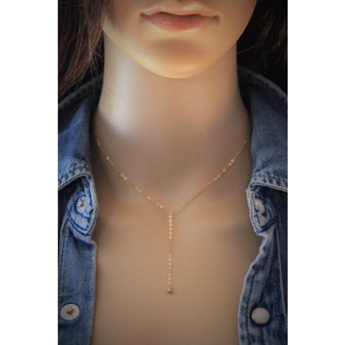 Collier cravate en or Gold Filled pendentif boule