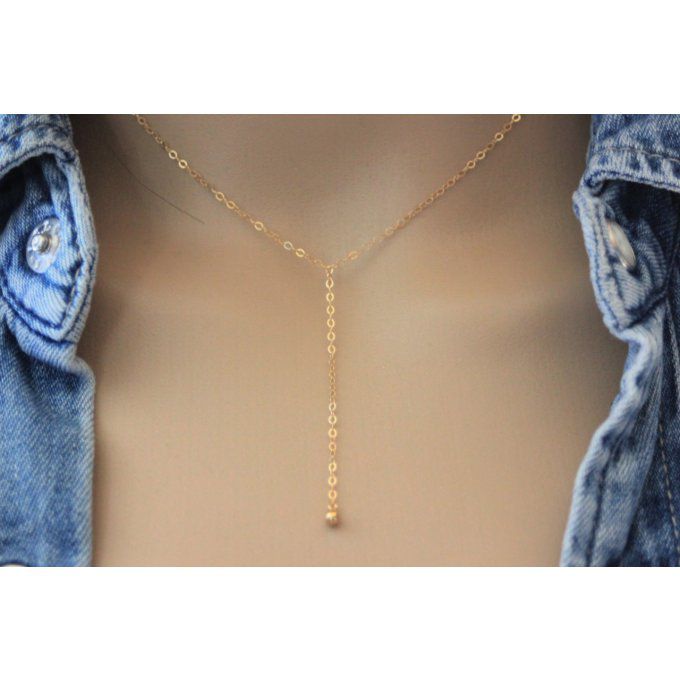 Collier cravate en or Gold Filled pendentif boule