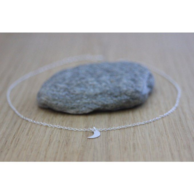 Collier argent massif pendentif petite lune 