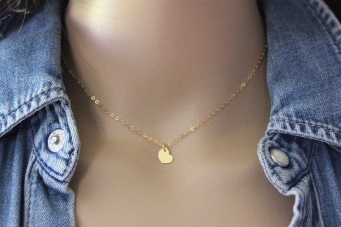 Collier or gold filled pendentif coeur à graver