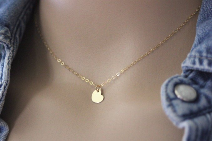 Collier or gold filled pendentif coeur à graver