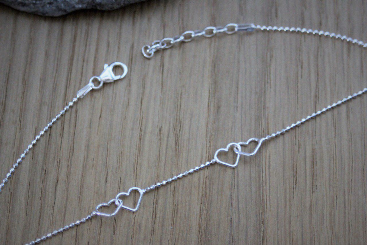 Bracelet de cheville coeur argent