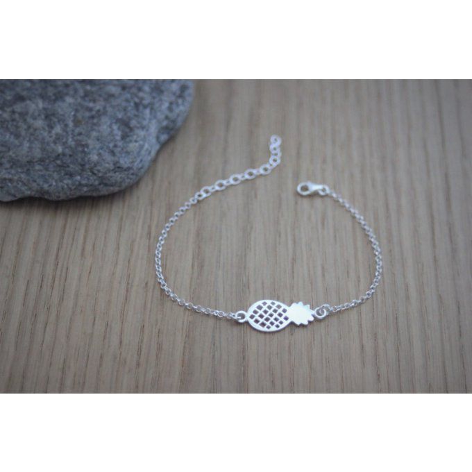 Bracelet argent massif avec breloque ananas