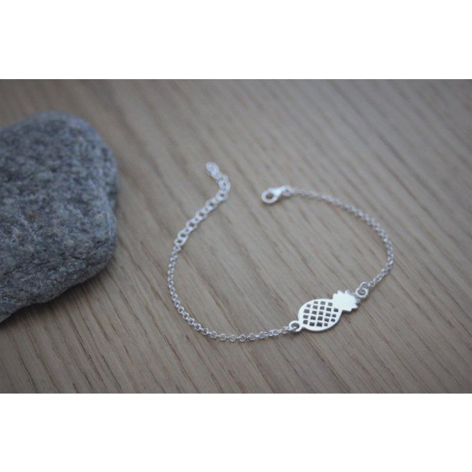 Bracelet argent massif avec breloque ananas