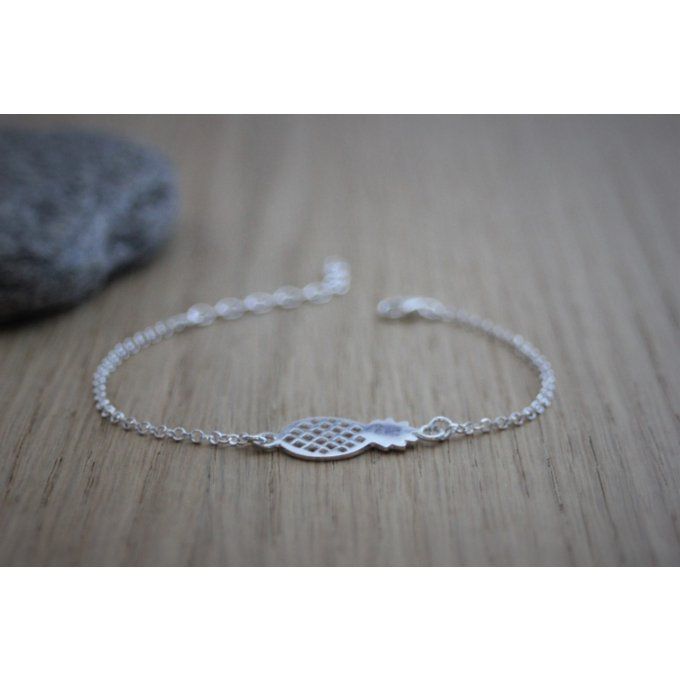 Bracelet argent massif avec breloque ananas