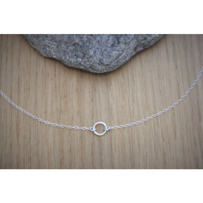 Collier argent massif mini anneau en argent