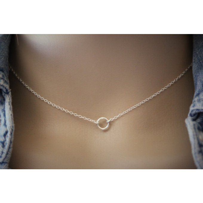 Collier argent massif mini anneau en argent