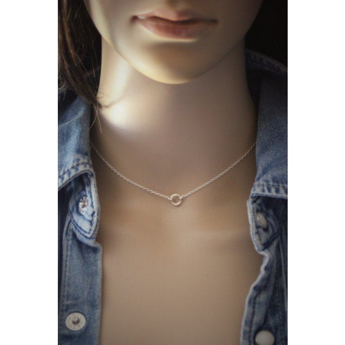 Collier argent massif mini anneau en argent