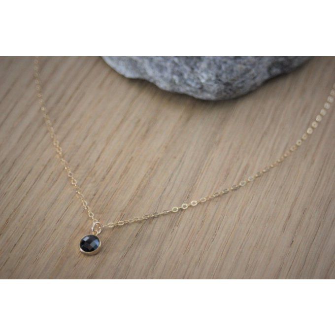 Collier or gold filled pendentif zirconium noir