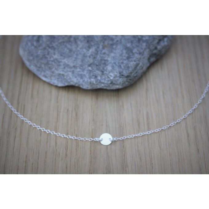 Collier minimaliste argent mini médaille ronde