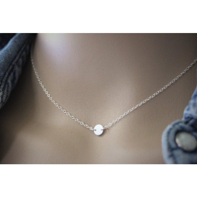 Collier minimaliste argent mini médaille ronde