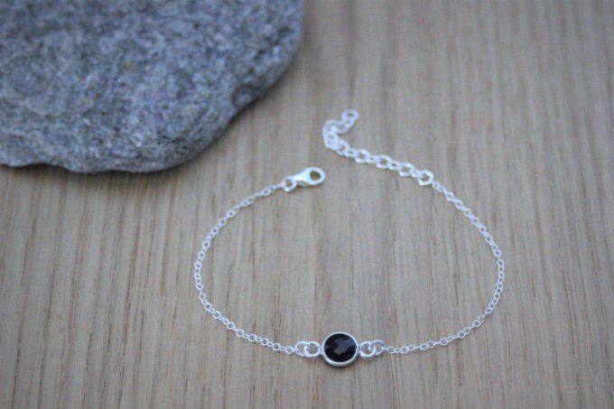 Ensemble de 3 bracelets en argent massif lune mandala, spinelle noire et swarovski