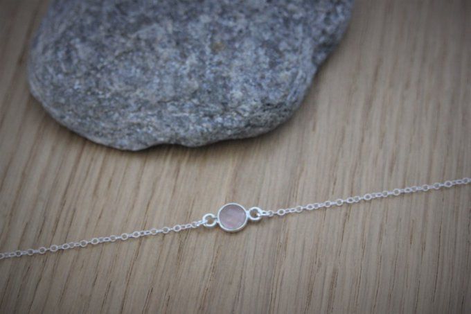 Ensemble de 2 bracelets en argent massif coeur et quartz rose